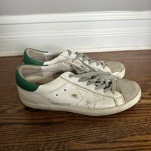 Golden Goose sneakers. White with green heel. Size 39.